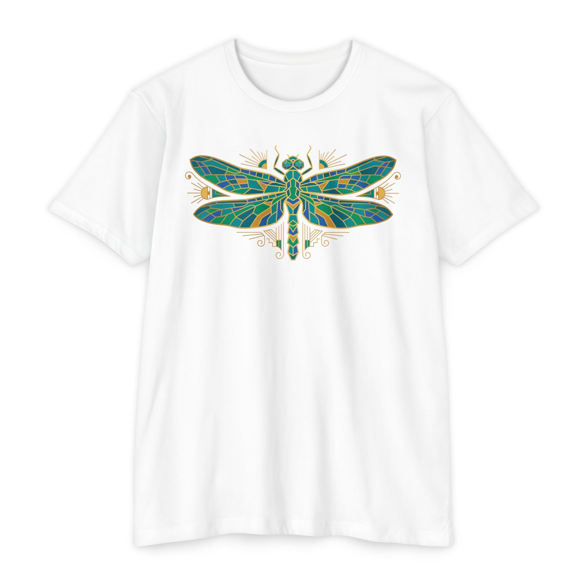 Dragonfly T-Shirt Green Mosaic Nature Insect Illustration Graphic Tee Dragonfly Lover Gift Unisex
