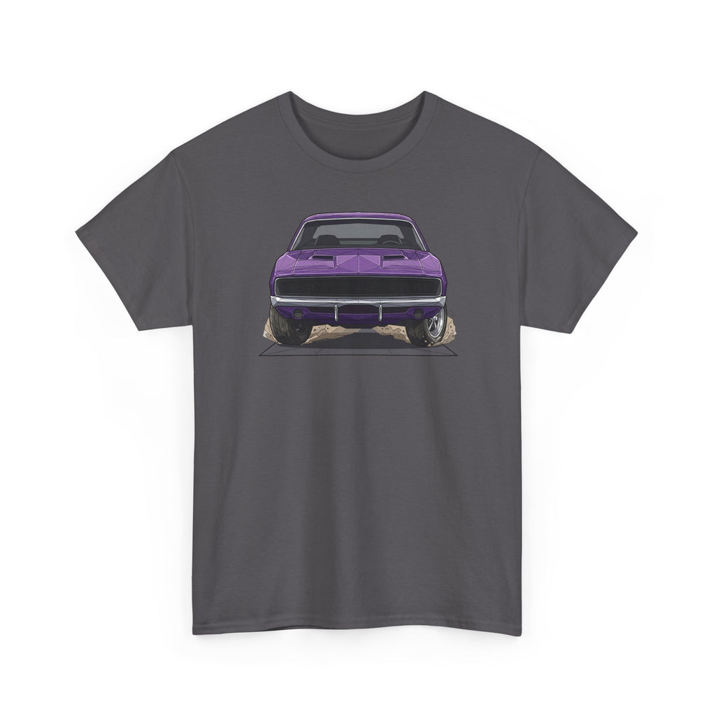 Retro Purple Muscle Car Tee | Front and Back Car Illustration
