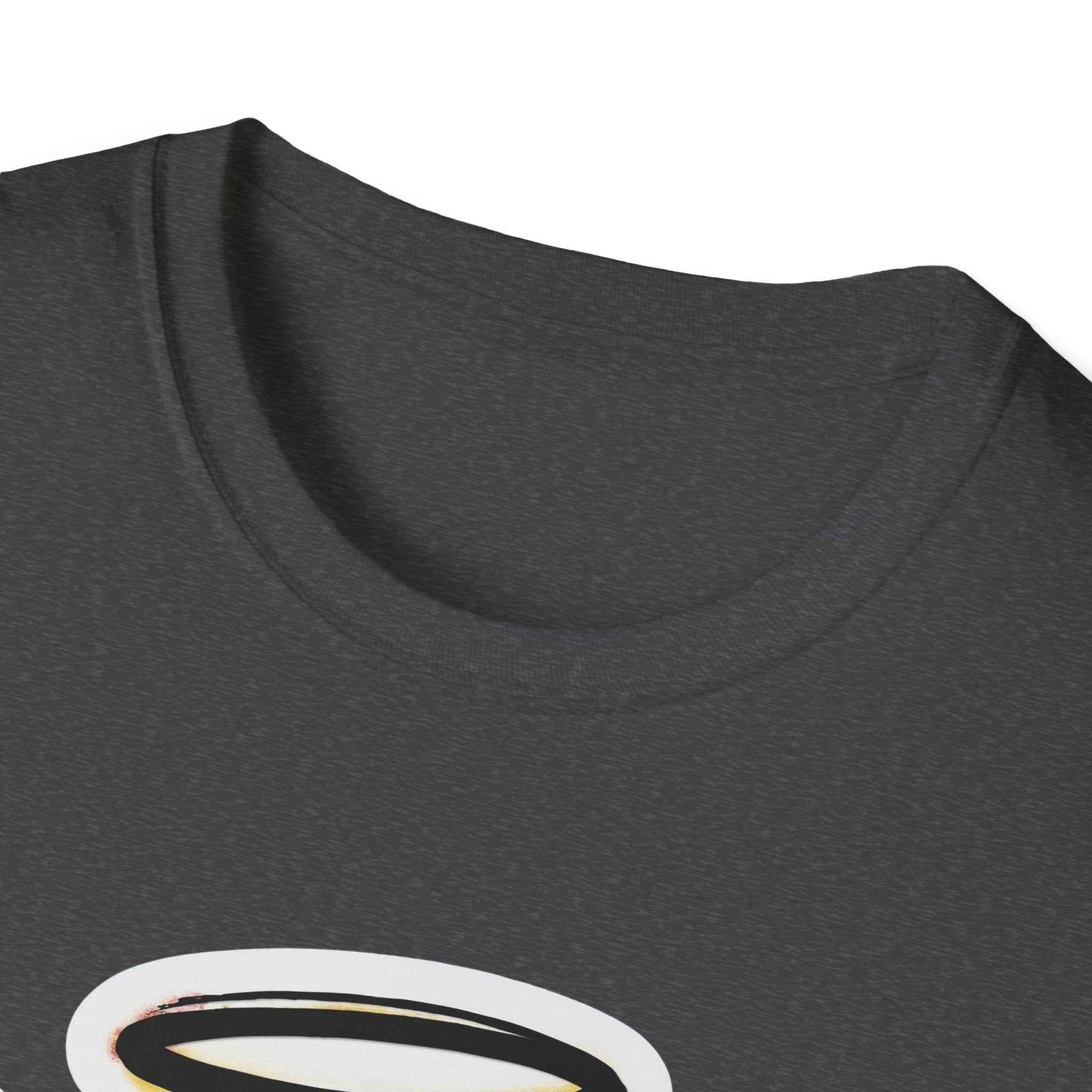 Dark Heather Graffiti Smiley T-Shirt, Rundhalsausschnitt und obere Druckpartie