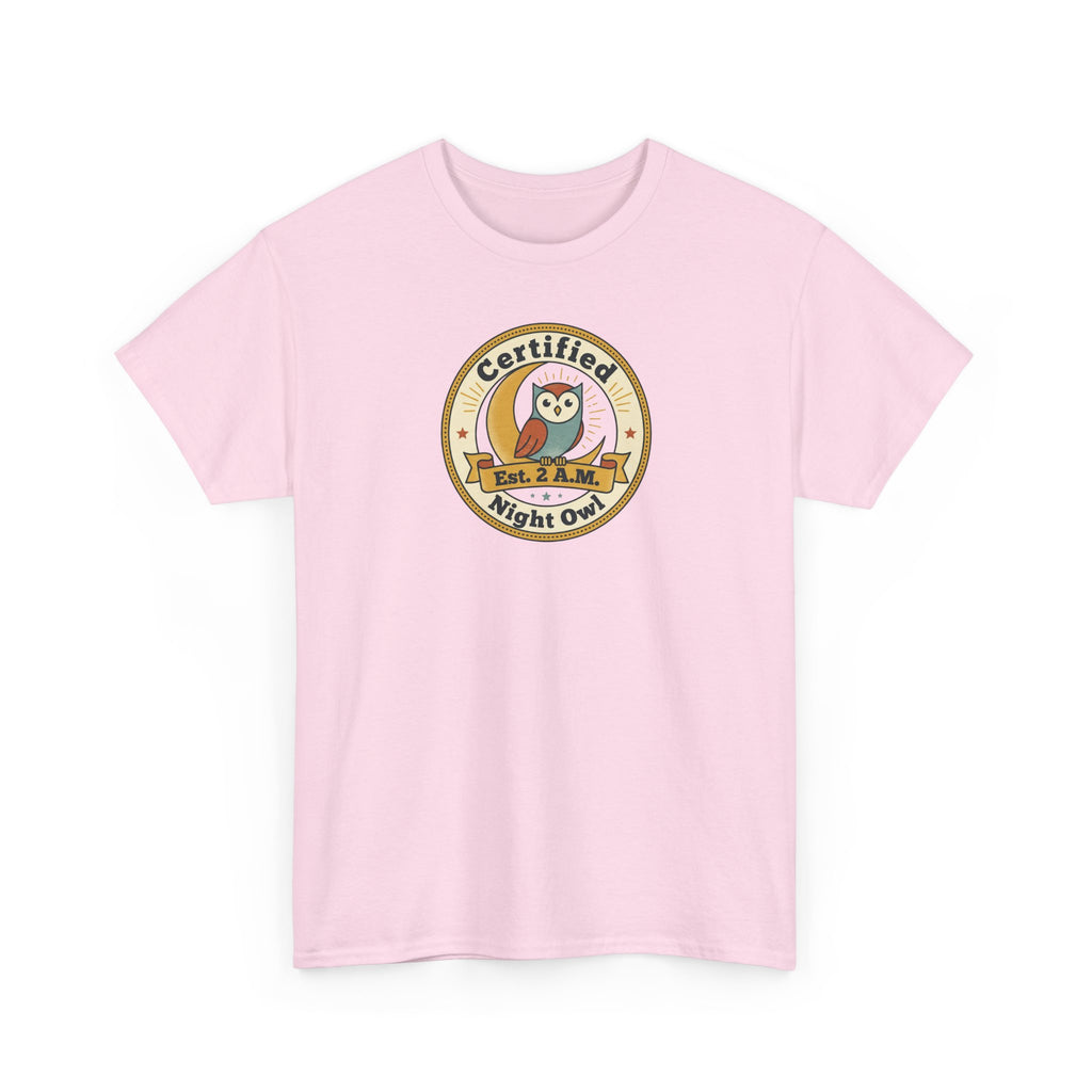 Certified Night Owl T-Shirt | Funny Night Owl Tee | Retro Owl Badge Shirt | Gift for Night Owls