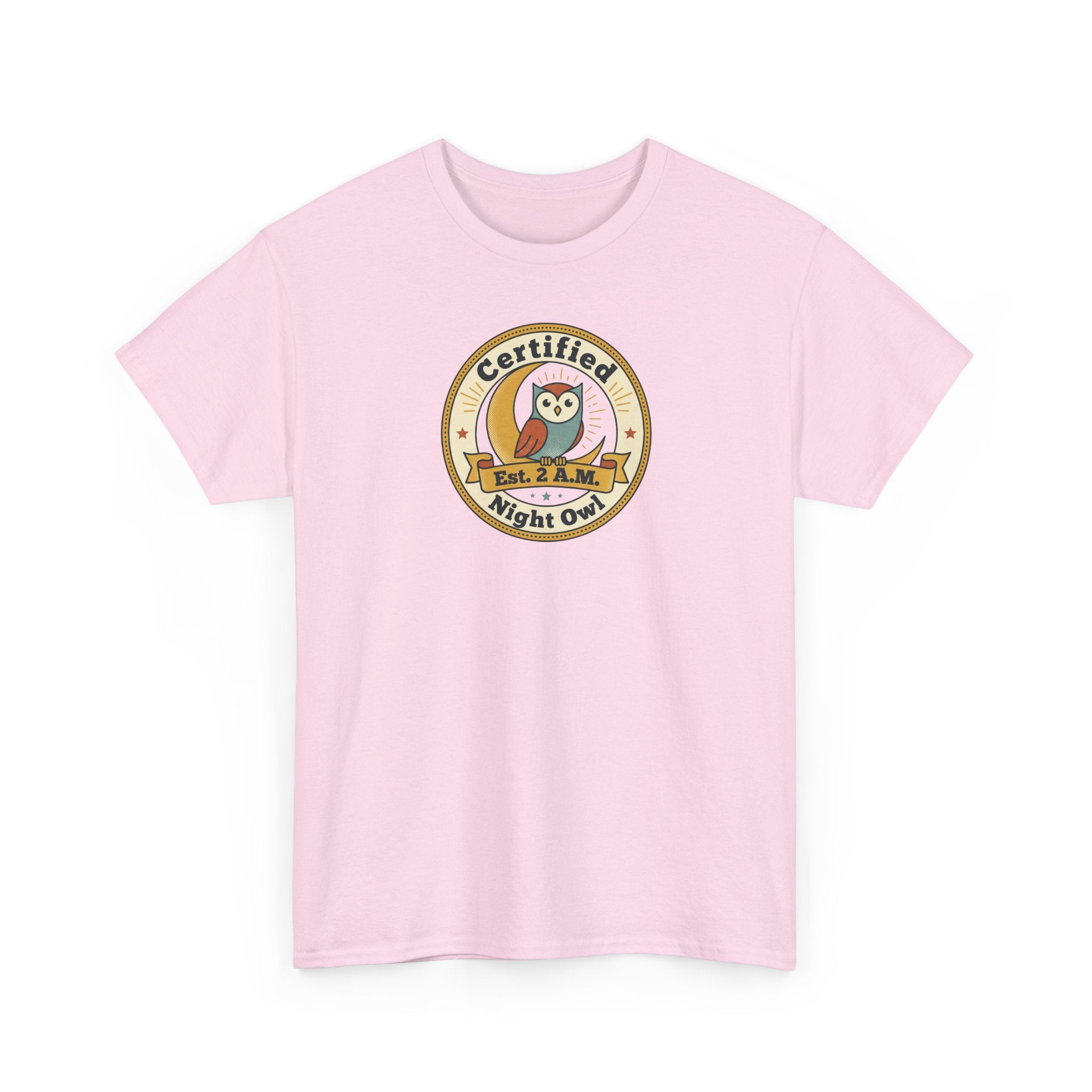 Certified Night Owl T-Shirt | Funny Night Owl Tee | Retro Owl Badge Shirt | Gift for Night Owls