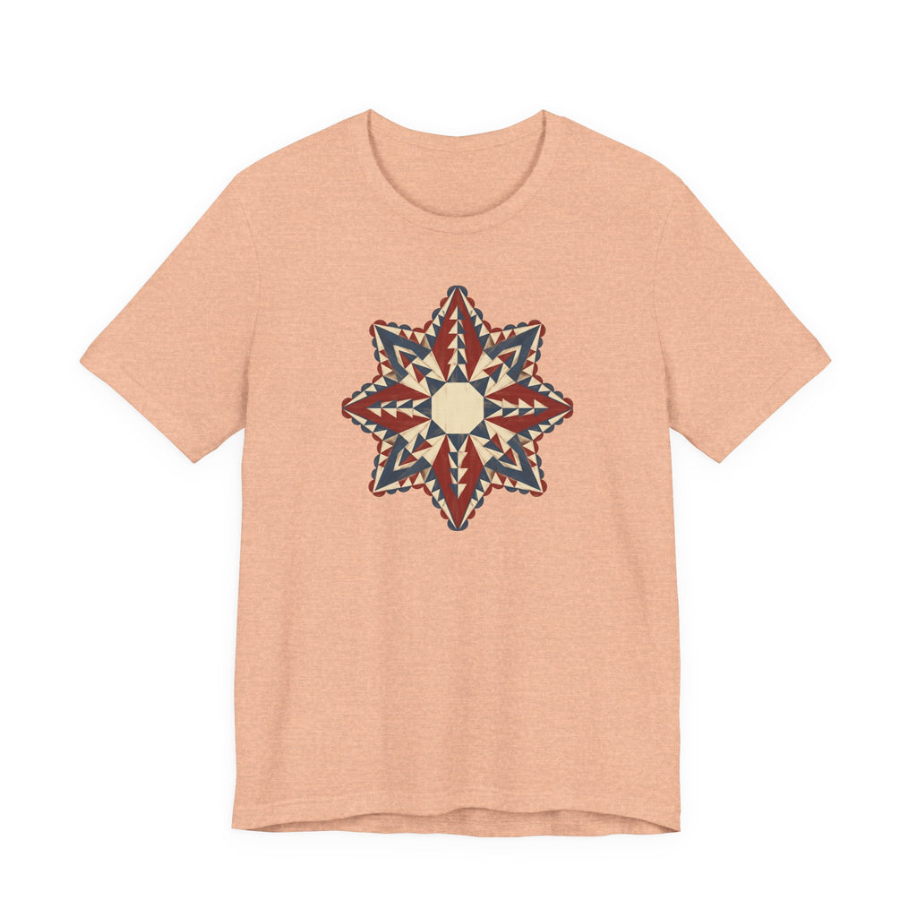 Southwestern Star Mandala Graphic Tee | Geometric Aztec Compass Boho Folk Art T-Shirt