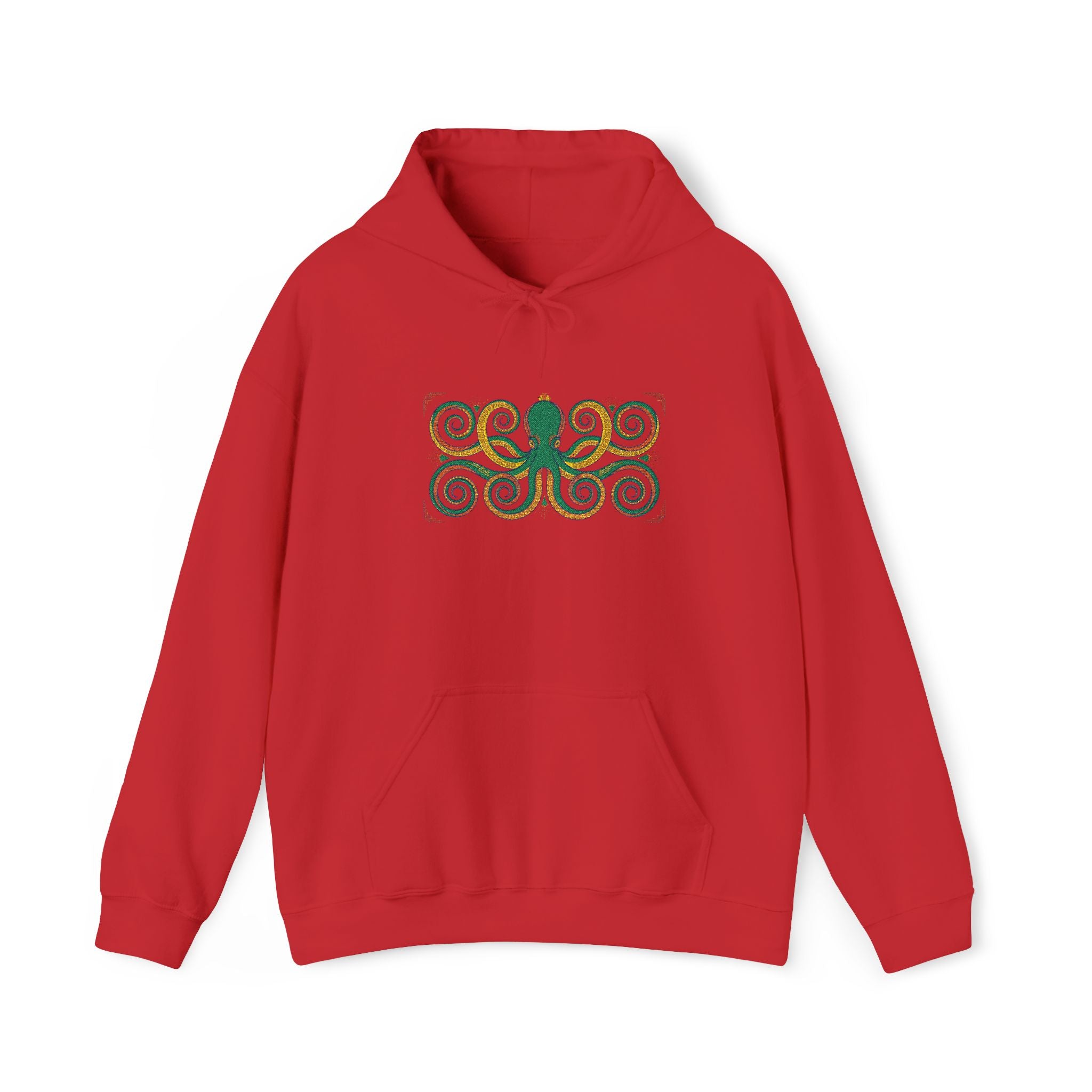 Green Octopus Spiral Art Hoodie | Nautical Sea Creature Sweatshirt, Unisex Ocean Art Gift Pullover