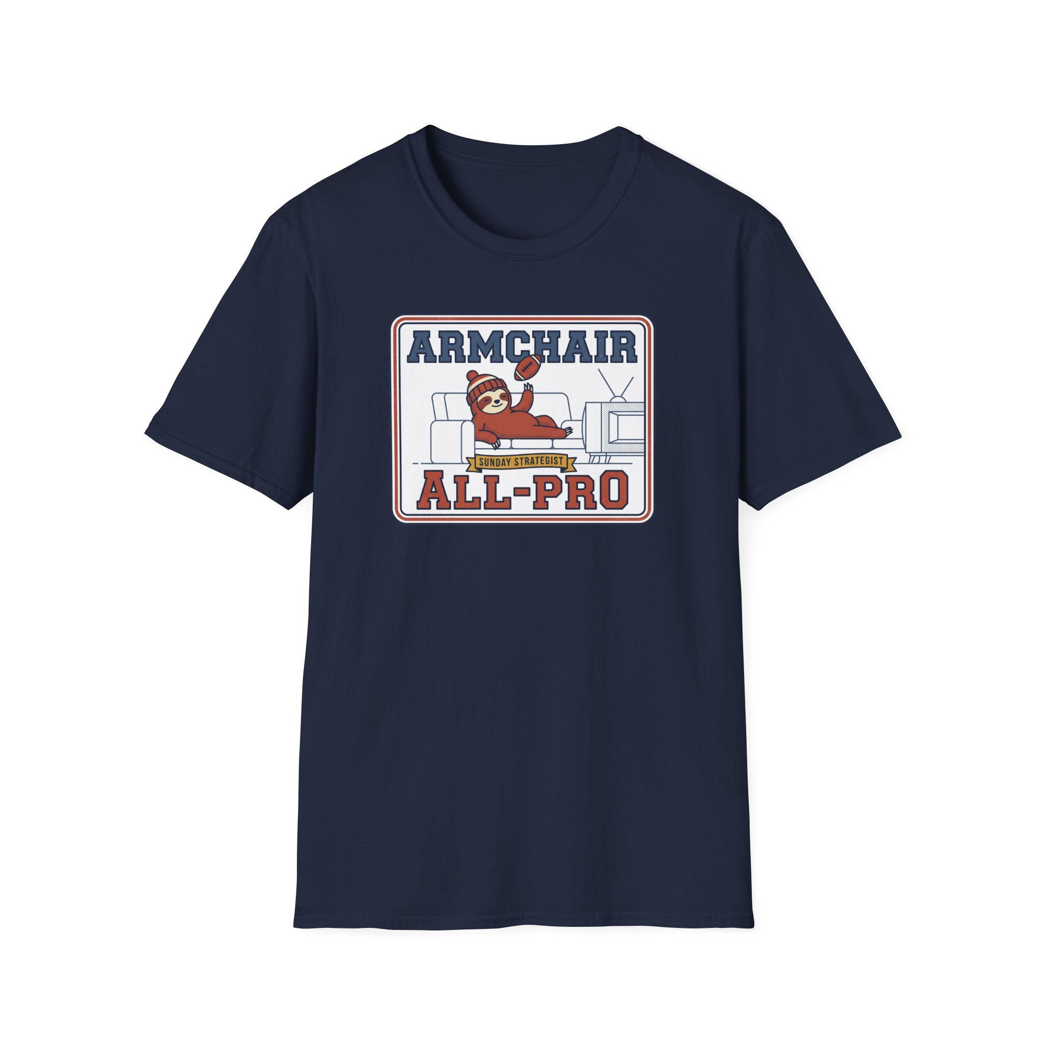 Funny Sloth Football T-Shirt | Lazy Game Day Couch Fan Tee