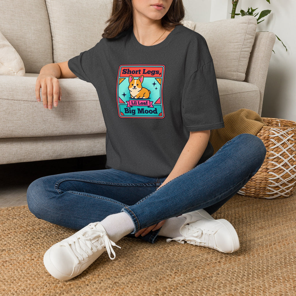 Funny Corgi T-Shirt | Short Legs Big Mood Cute Corgi Dog Graphic Tee | Corgi Lover Gift