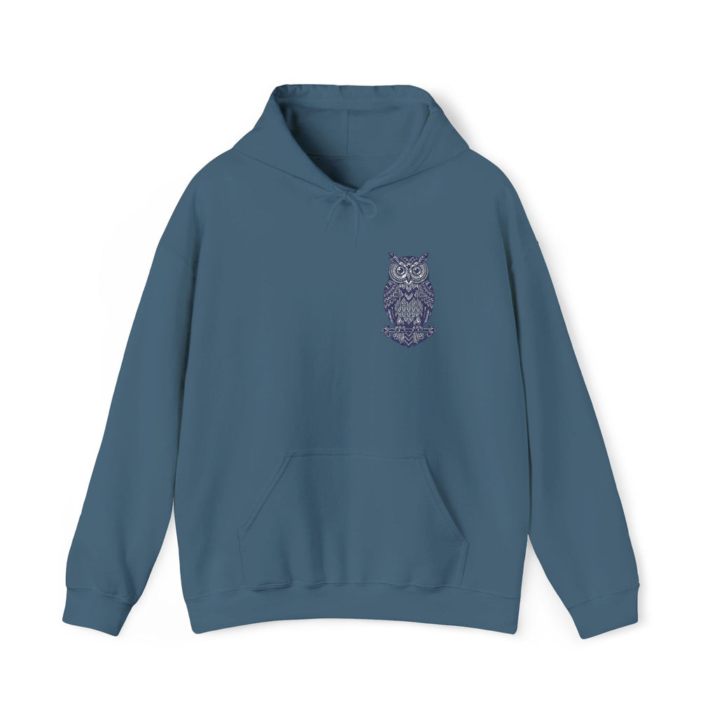 Floral Owl Hoodie | Botanical Bird Small Chest Print, Unisex Nature Sweatshirt, Owl Lover Gift Pullover