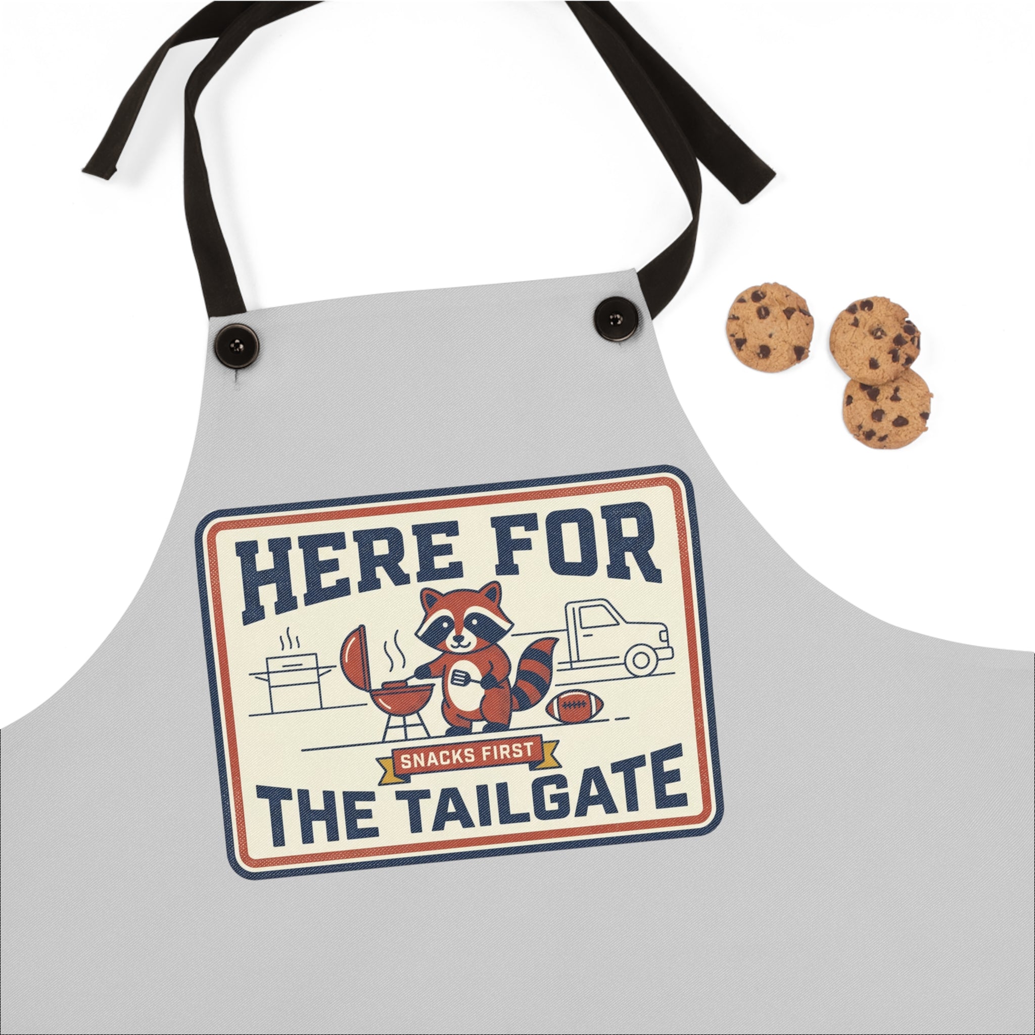 Here For The Tailgate Apron | Funny Raccoon BBQ Grilling Apron | Tailgating Kitchen Apron | Cute Cooking Gift Apron