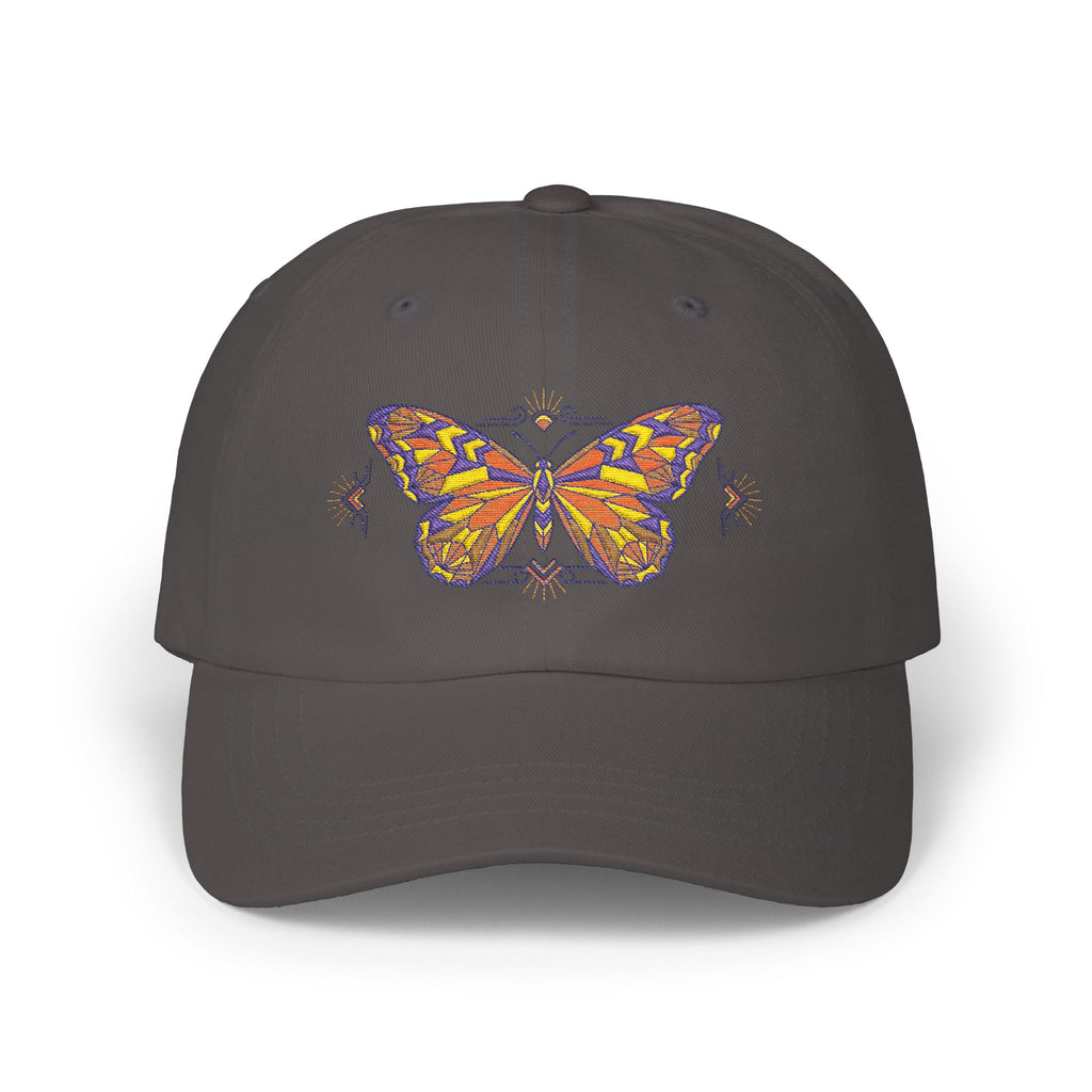 Butterfly Embroidered Dad Cap — Colorful Mosaic Moth Baseball Hat