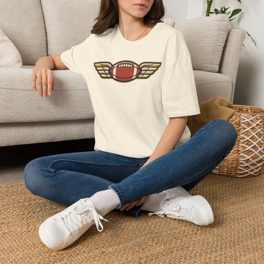 Winged Football T-Shirt | Vintage Retro Flying Football Tee