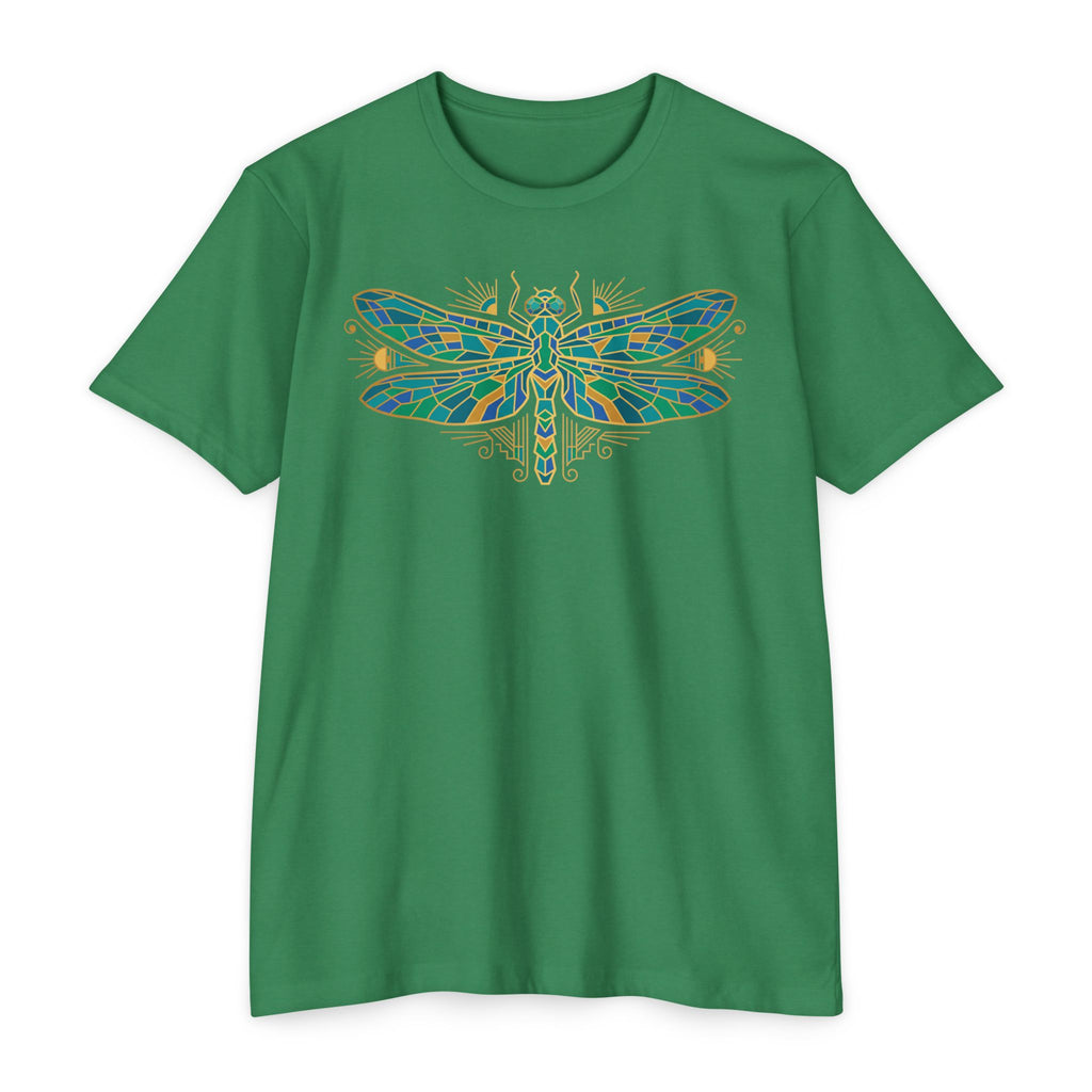 Dragonfly T-Shirt Green Mosaic Nature Insect Illustration Graphic Tee Dragonfly Lover Gift Unisex