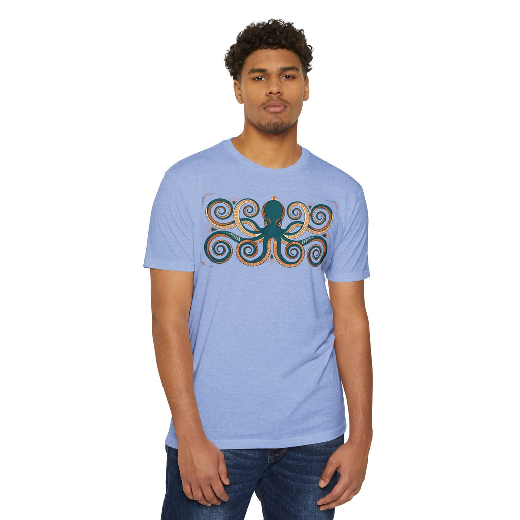 Octopus T-Shirt Teal Swirl Nautical Sea Creature Graphic Tee Ocean Lover Gift Unisex