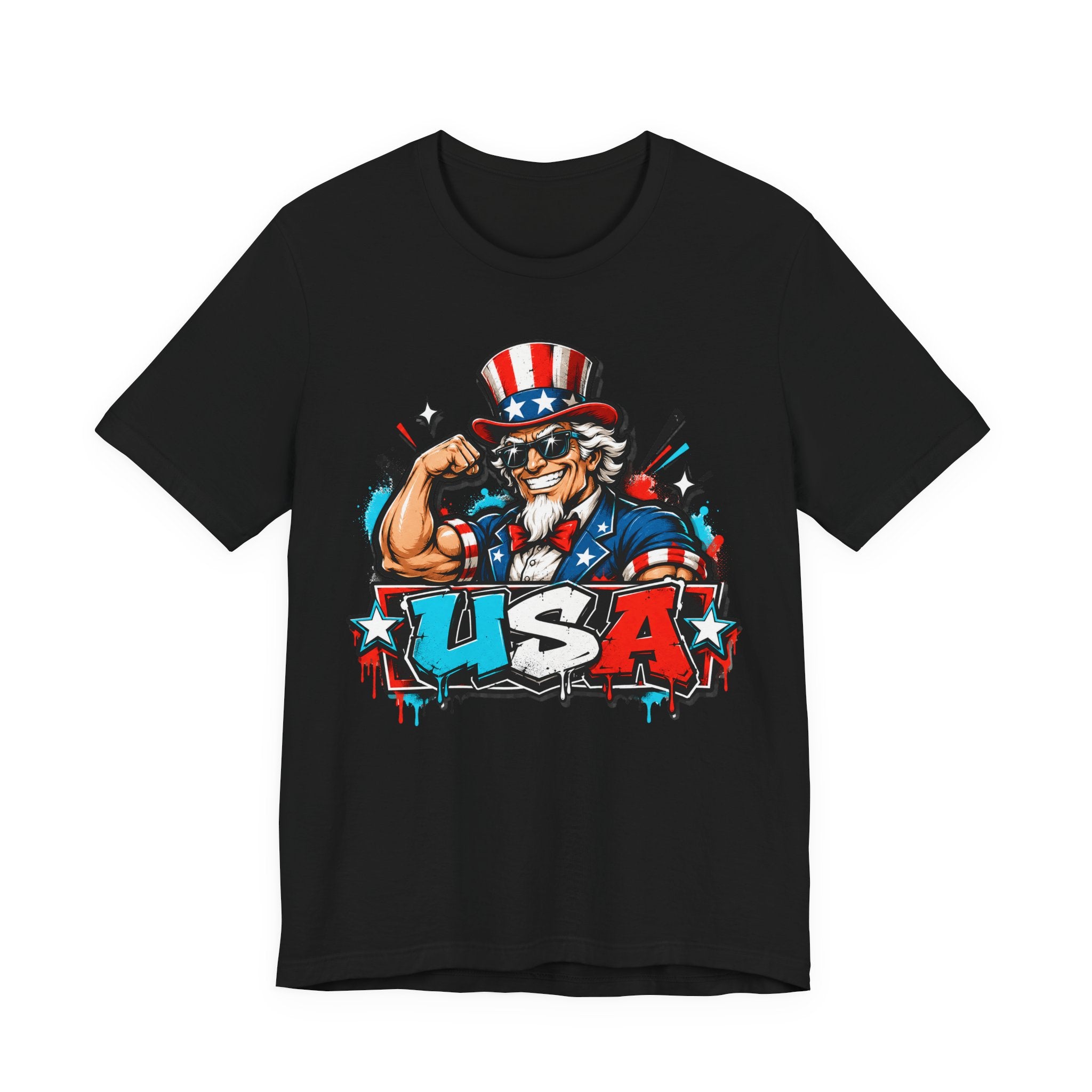 Patriotic Uncle Sam Muscle USA T-Shirt | 4th of July American Flag Graphic Tee