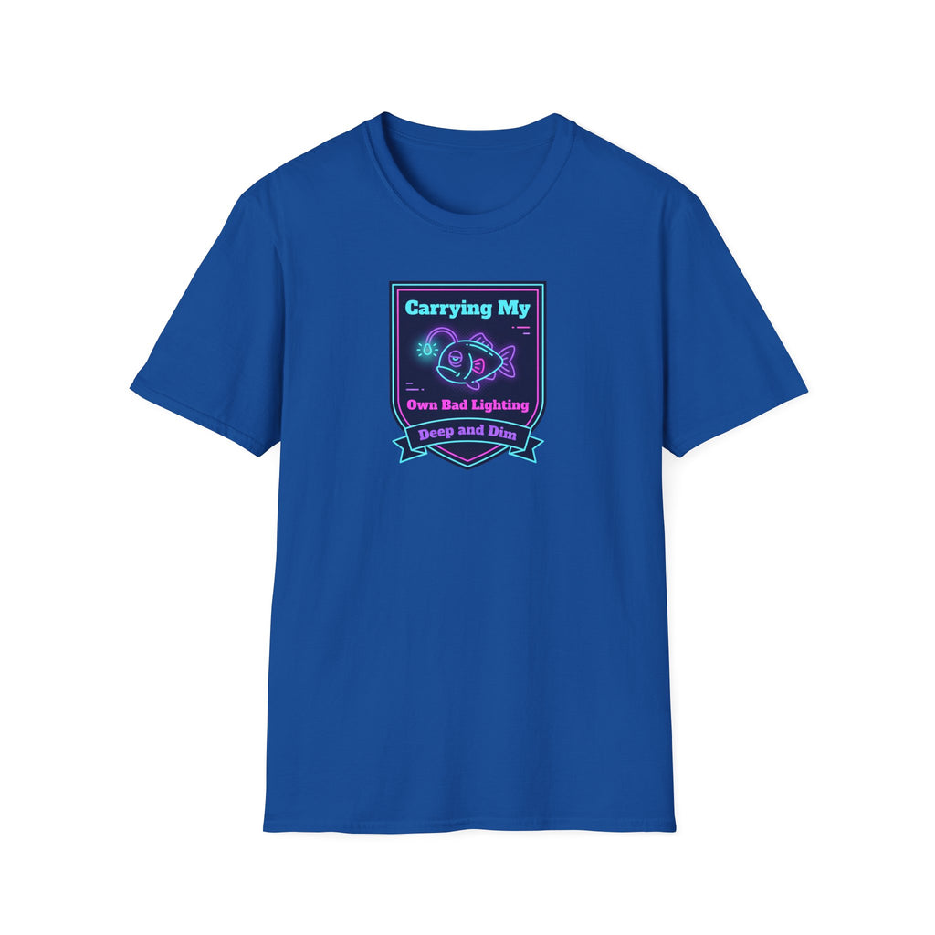 Funny Anglerfish T-Shirt | Carrying My Own Bad Lighting Deep Sea Neon Graphic Tee | Ocean Gift