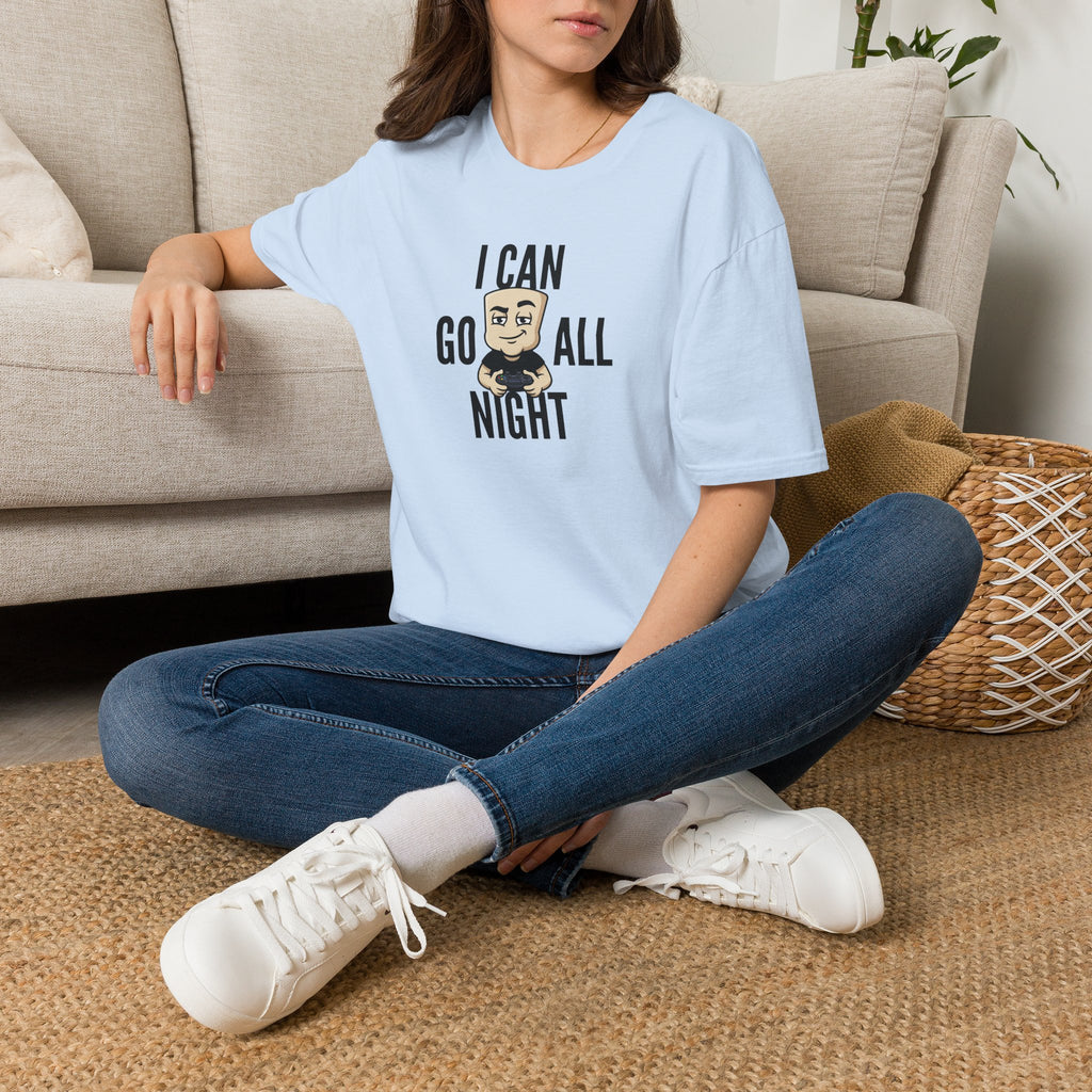 I Can Go All Night T-Shirt | Funny Gamer Tee | Video Game Controller Innuendo Humor Gift