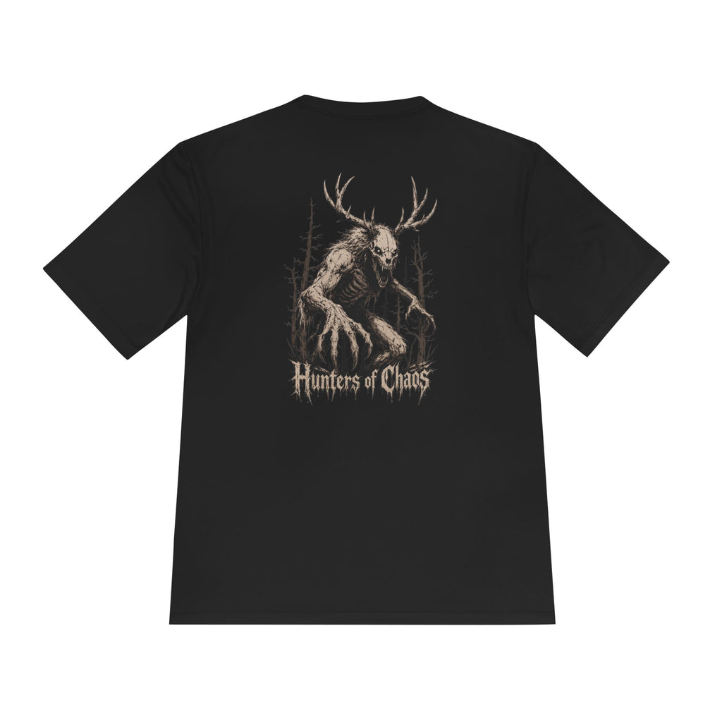Black T-shirt with large back deer antler illustration
