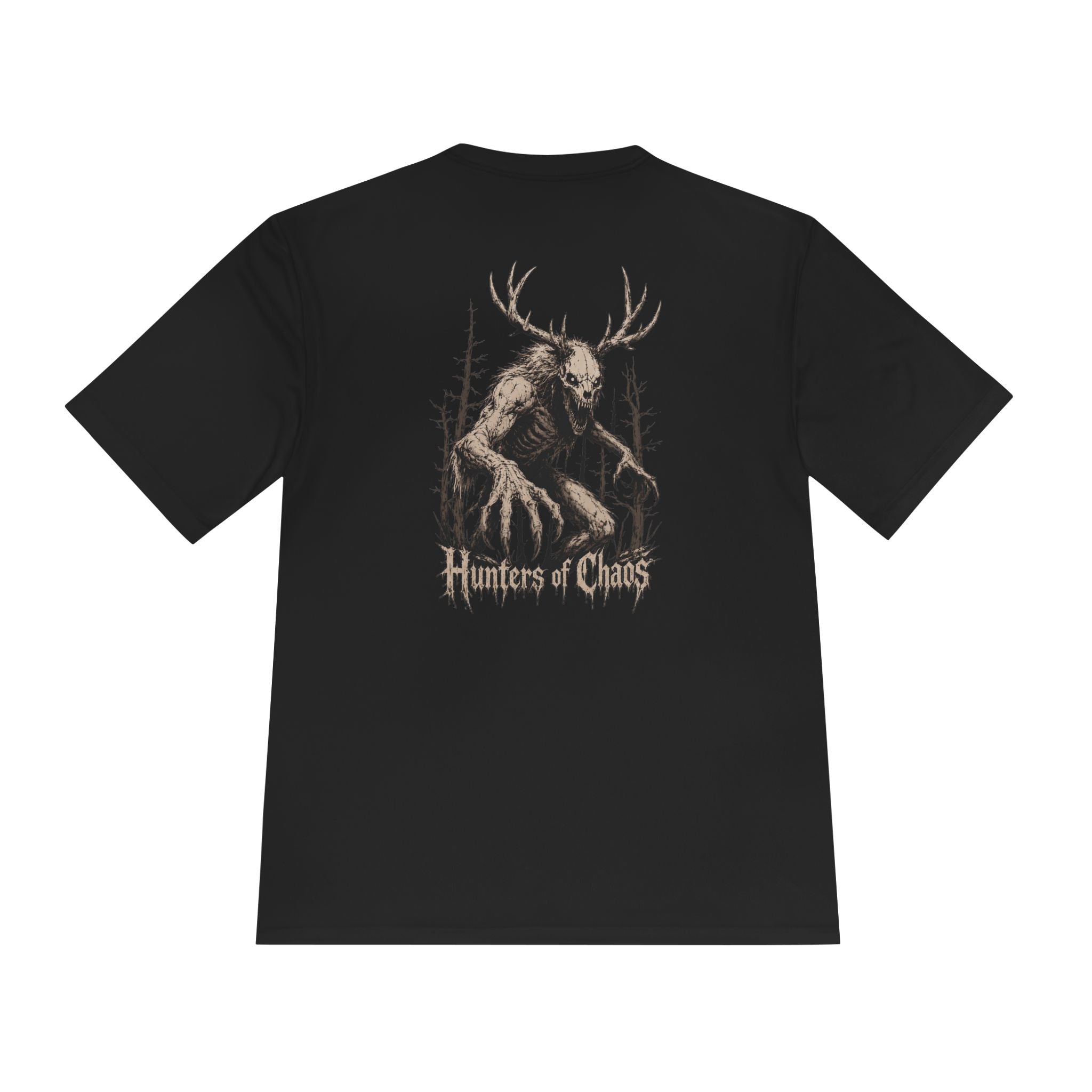 Black T-shirt with large back deer antler illustration