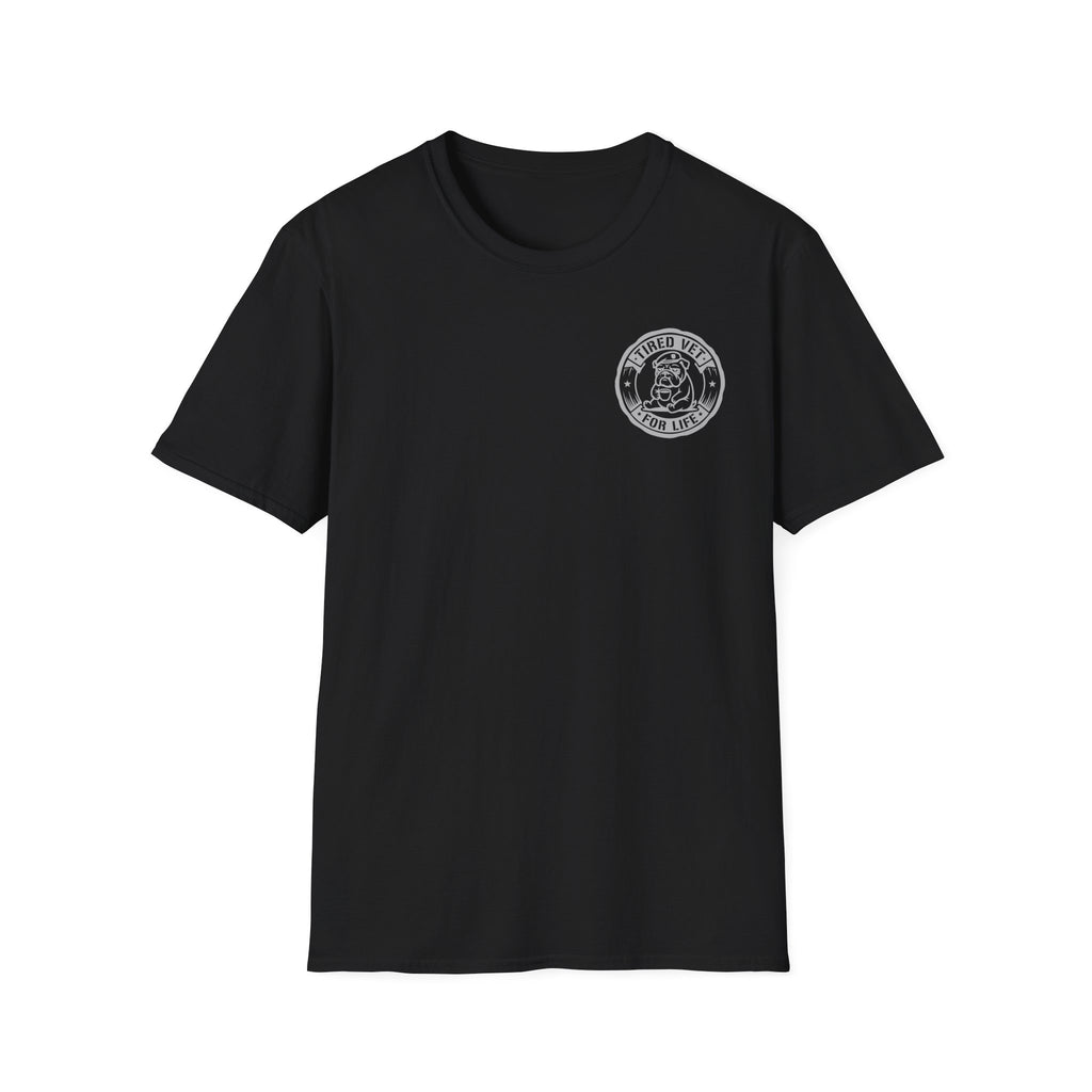 Funny Retired Veteran T-Shirt Dont Tread on My Nap Patriotic Humor Tee with Military Chest Emblem