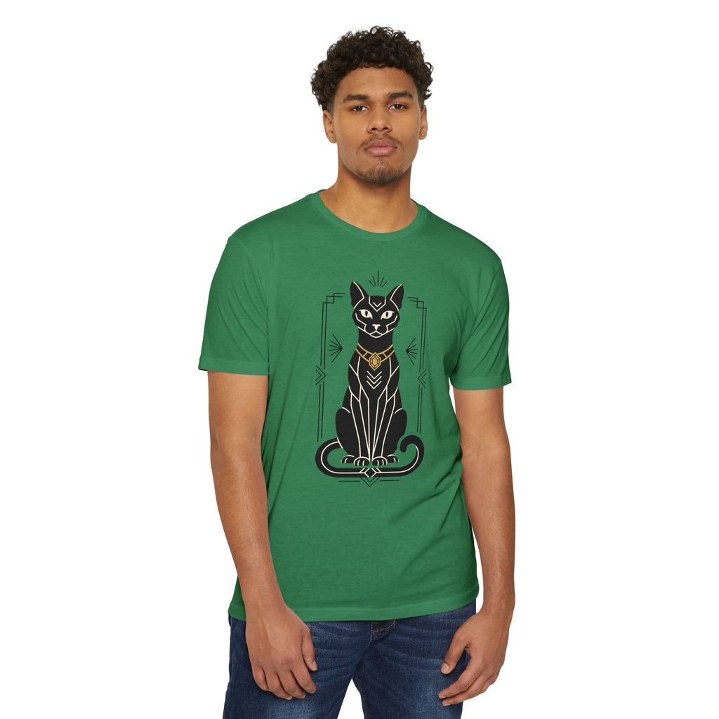 Black Cat T-Shirt Art Deco Egyptian Cat Illustration Graphic Tee Cat Lover Gift Mystic Unisex