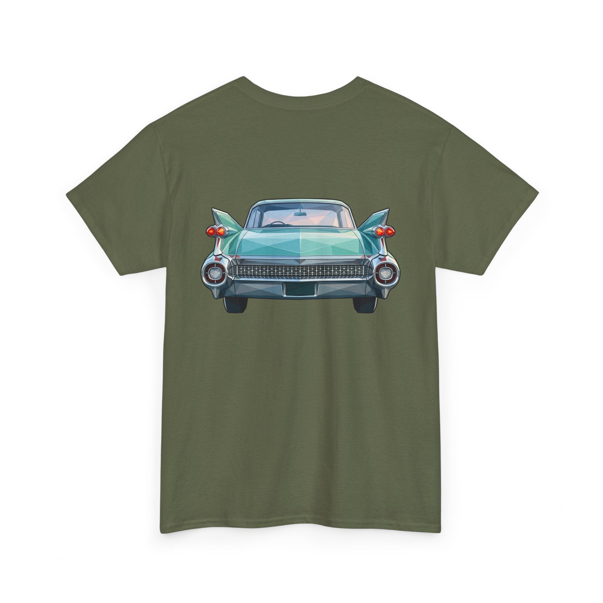 Classic Luxury Cruiser Car Tee | Big Fins Front & Rear Car Illustration
