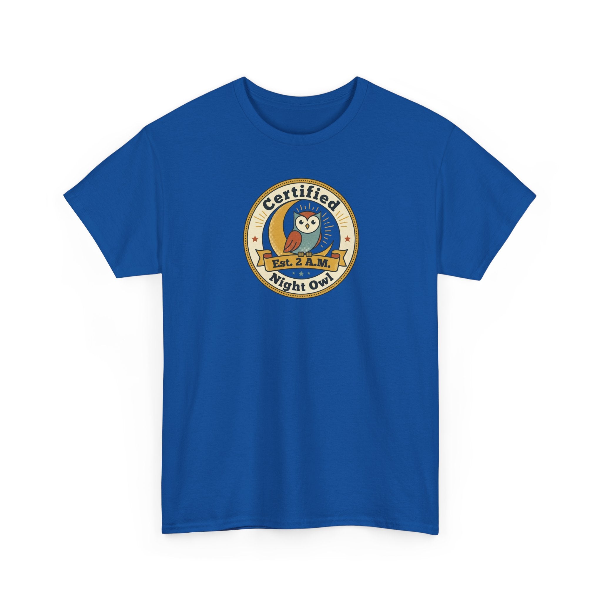 Certified Night Owl T-Shirt | Funny Night Owl Tee | Retro Owl Badge Shirt | Gift for Night Owls