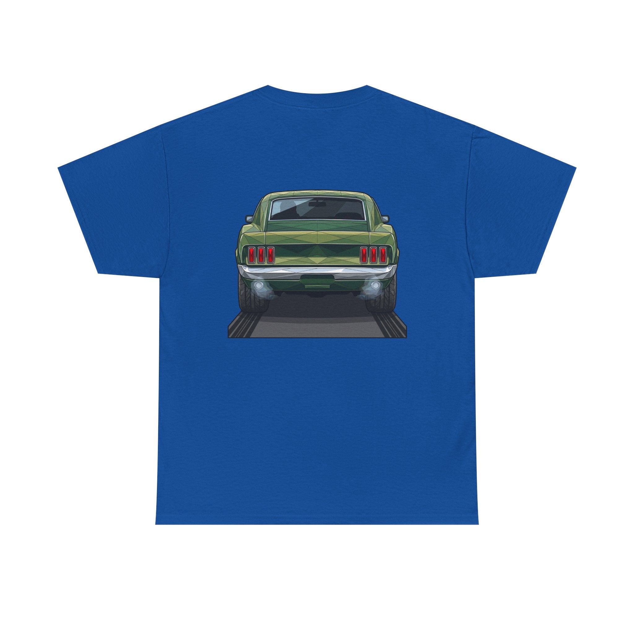 Green Classic Muscle Car T-Shirt | Vintage Mustang Front Back Illustration