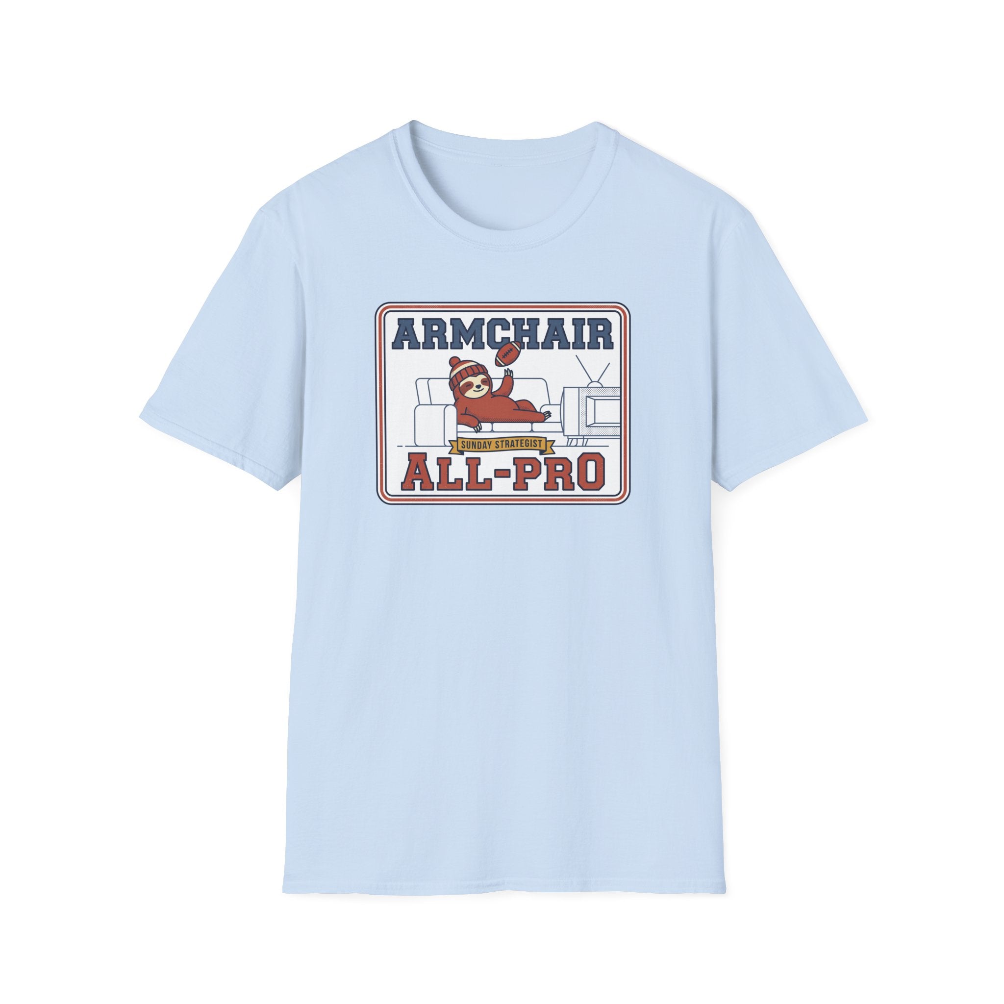 Funny Sloth Football T-Shirt | Lazy Game Day Couch Fan Tee
