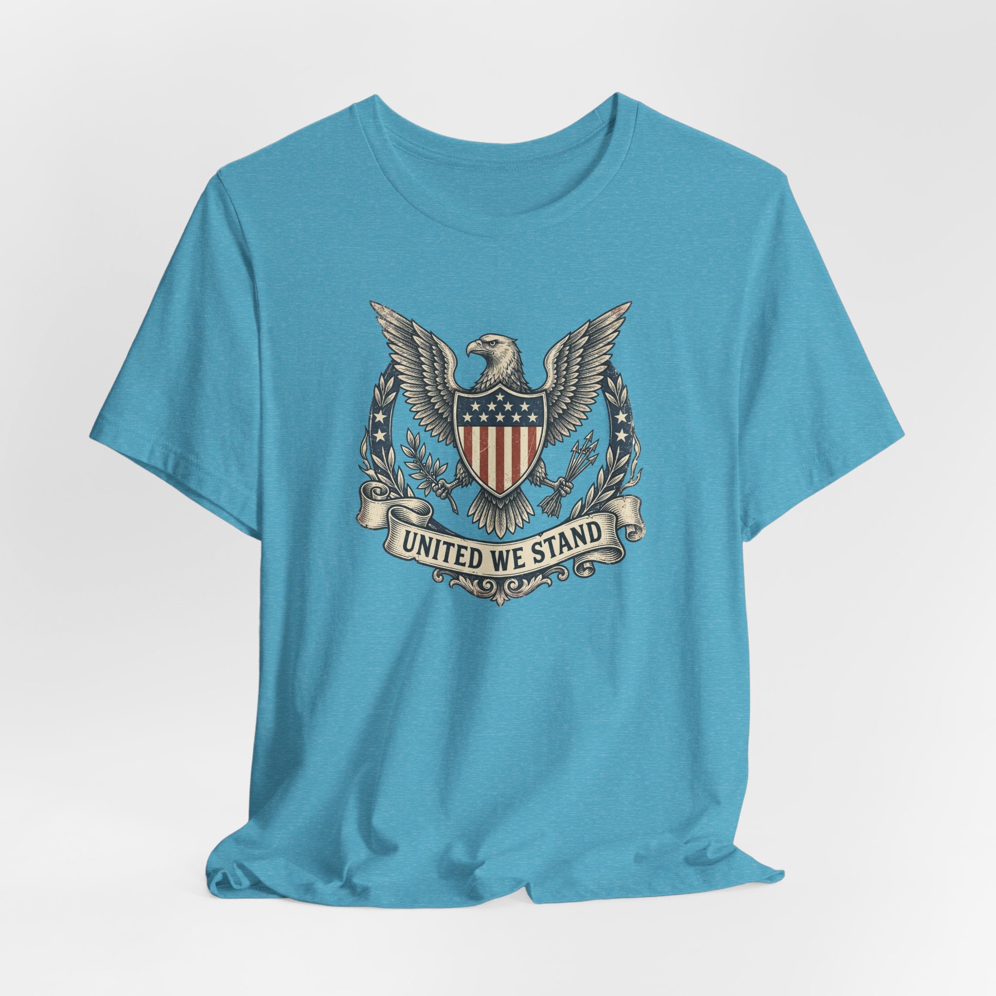 American Eagle Shield United We Stand T-Shirt | Patriotic USA Flag Crest Graphic Tee