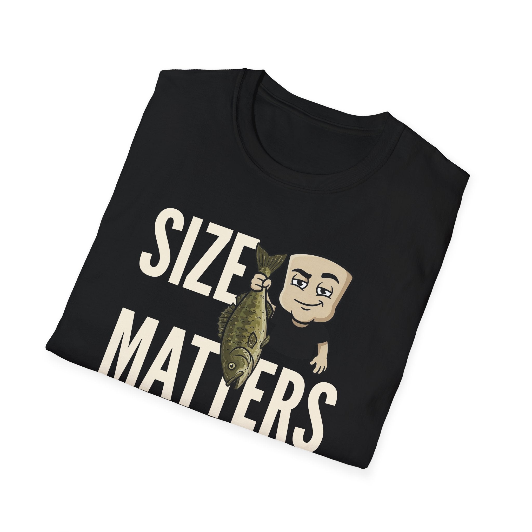 Size Matters T-Shirt, Funny Fishing Tee, Fisherman Angler Gift Shirt, Sarcastic Bass Fishing Humor Tee for Men & Women