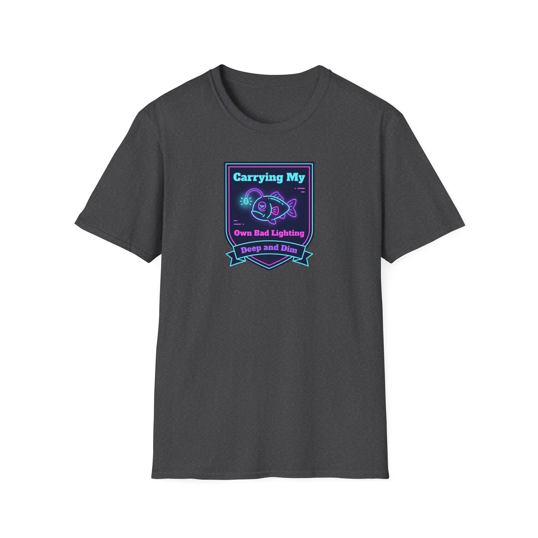 Funny Anglerfish T-Shirt | Carrying My Own Bad Lighting Deep Sea Neon Graphic Tee | Ocean Gift