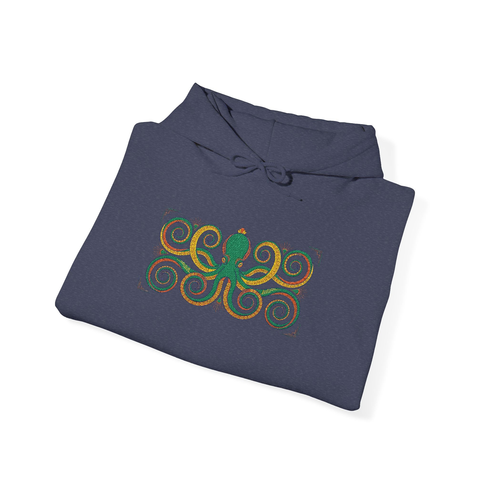 Green Octopus Spiral Art Hoodie | Nautical Sea Creature Sweatshirt, Unisex Ocean Art Gift Pullover