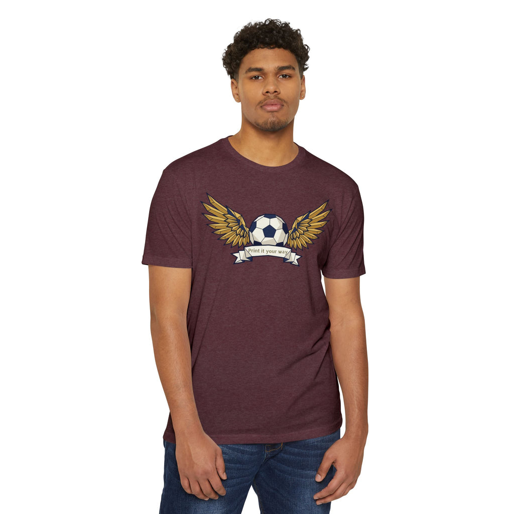 Custom Soccer T-Shirt Personalized Winged Soccer Ball Banner Tee Add Your Name or Team Gift Unisex