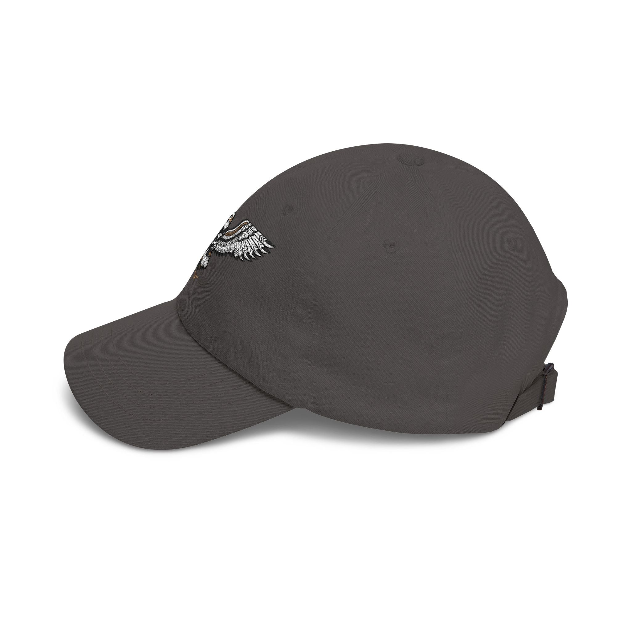 Embroidered Soaring Eagle Dad Cap — Classic White Baseball Hat