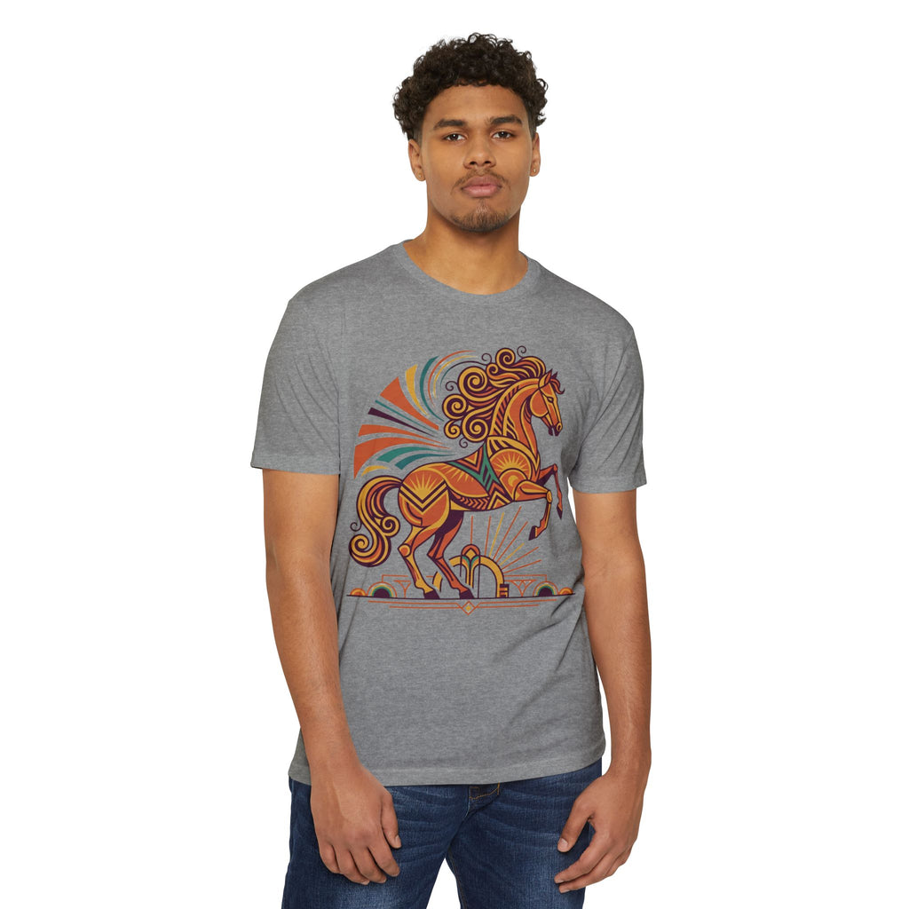 Horse T-Shirt Boho Prancing Horse Sunburst Illustration Graphic Tee Nature Lover Gift Unisex