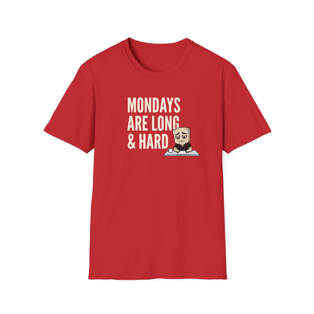 Mondays Are Long & Hard T-Shirt, Funny Coffee Lover Tee, Sarcastic Monday Mood Gift Shirt, Caffeine Humor Tee Men Women