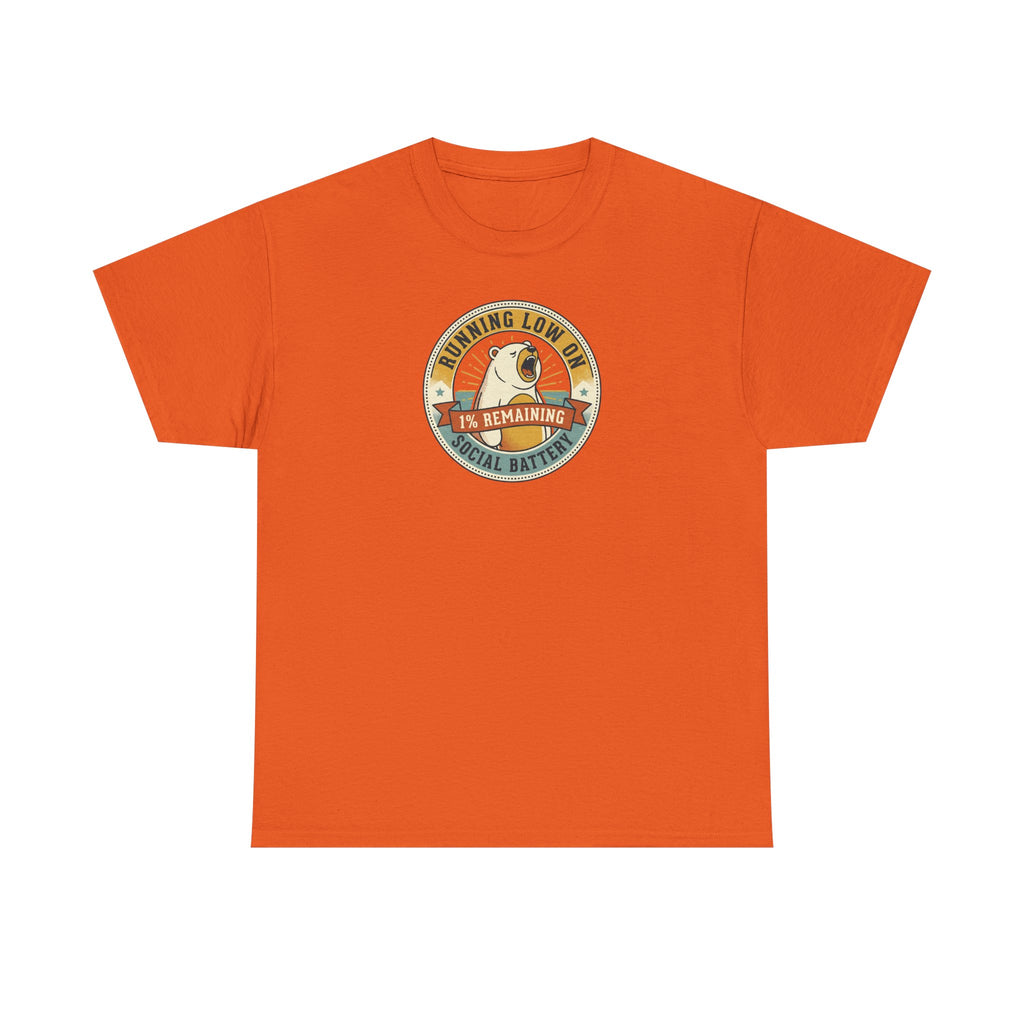 Running Low on Social Battery T-Shirt | Funny Introvert Bear Graphic Tee
