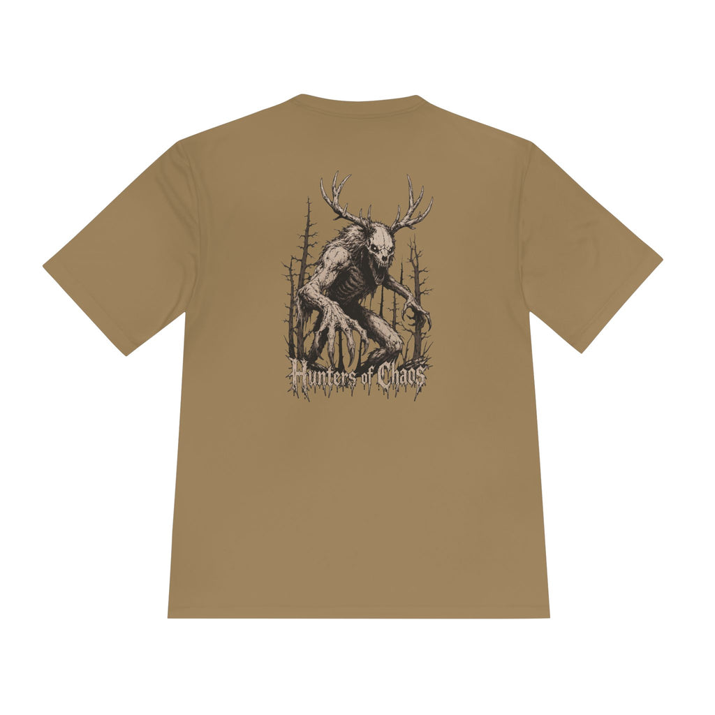 Coyote brown T-shirt with large back deer antler illustration