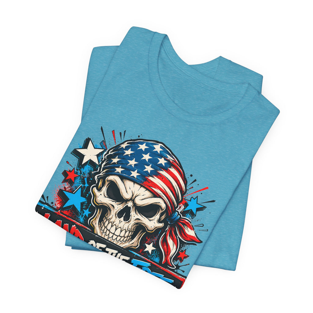 Land of the Free Skull T-Shirt | 4th of July American Flag Patriotic Graphic Tee