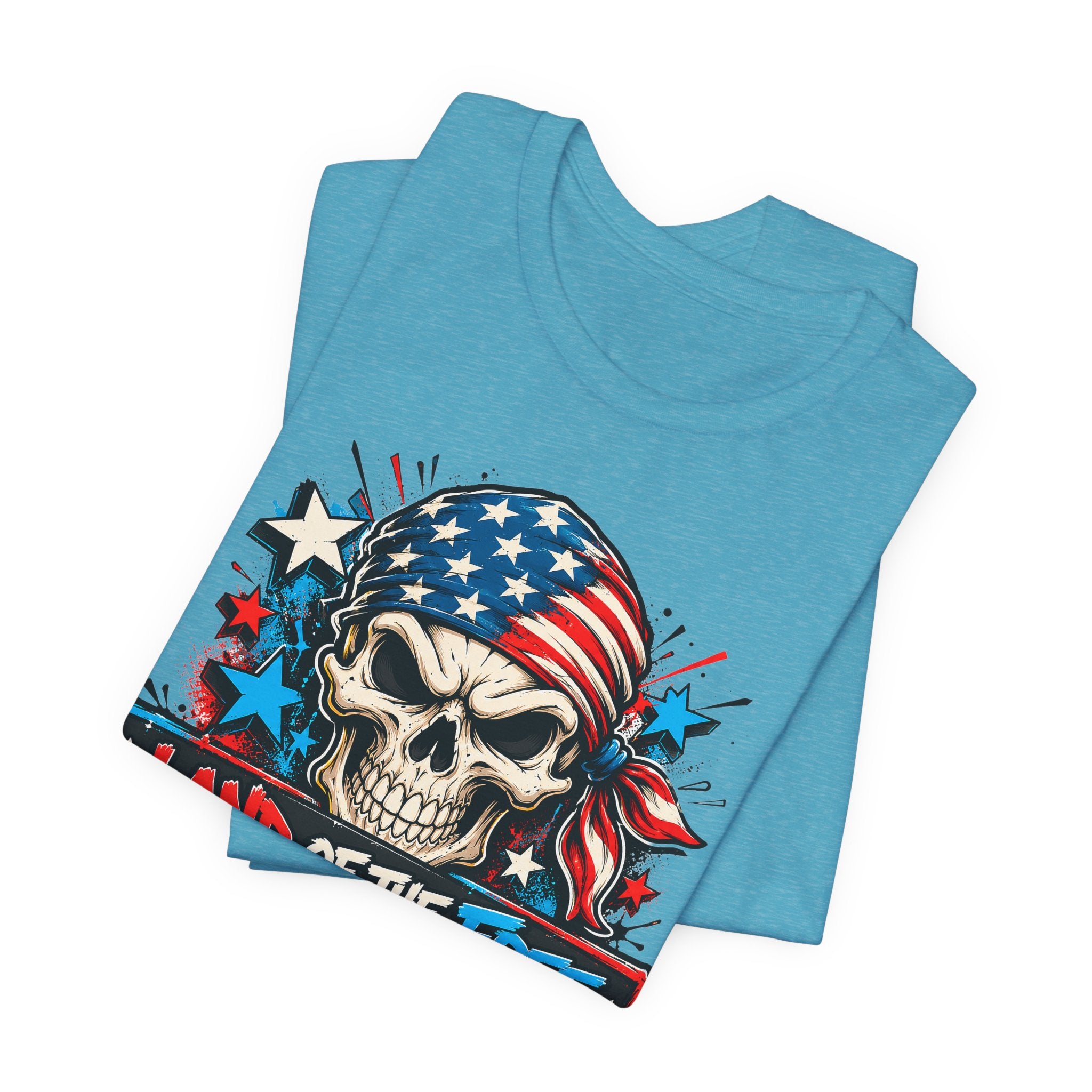 Land of the Free Skull T-Shirt | 4th of July American Flag Patriotic Graphic Tee