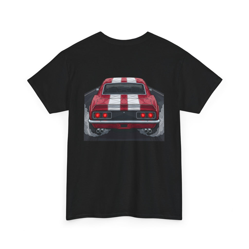 70s Red Muscle Car Tee | Front and Back Vintage Car Illustration