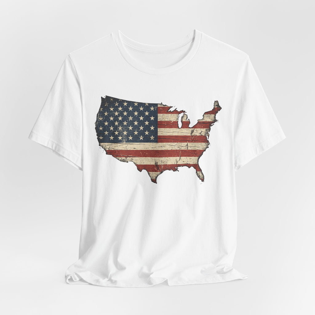 Distressed American Flag USA Map T-Shirt | Patriotic United States Tee