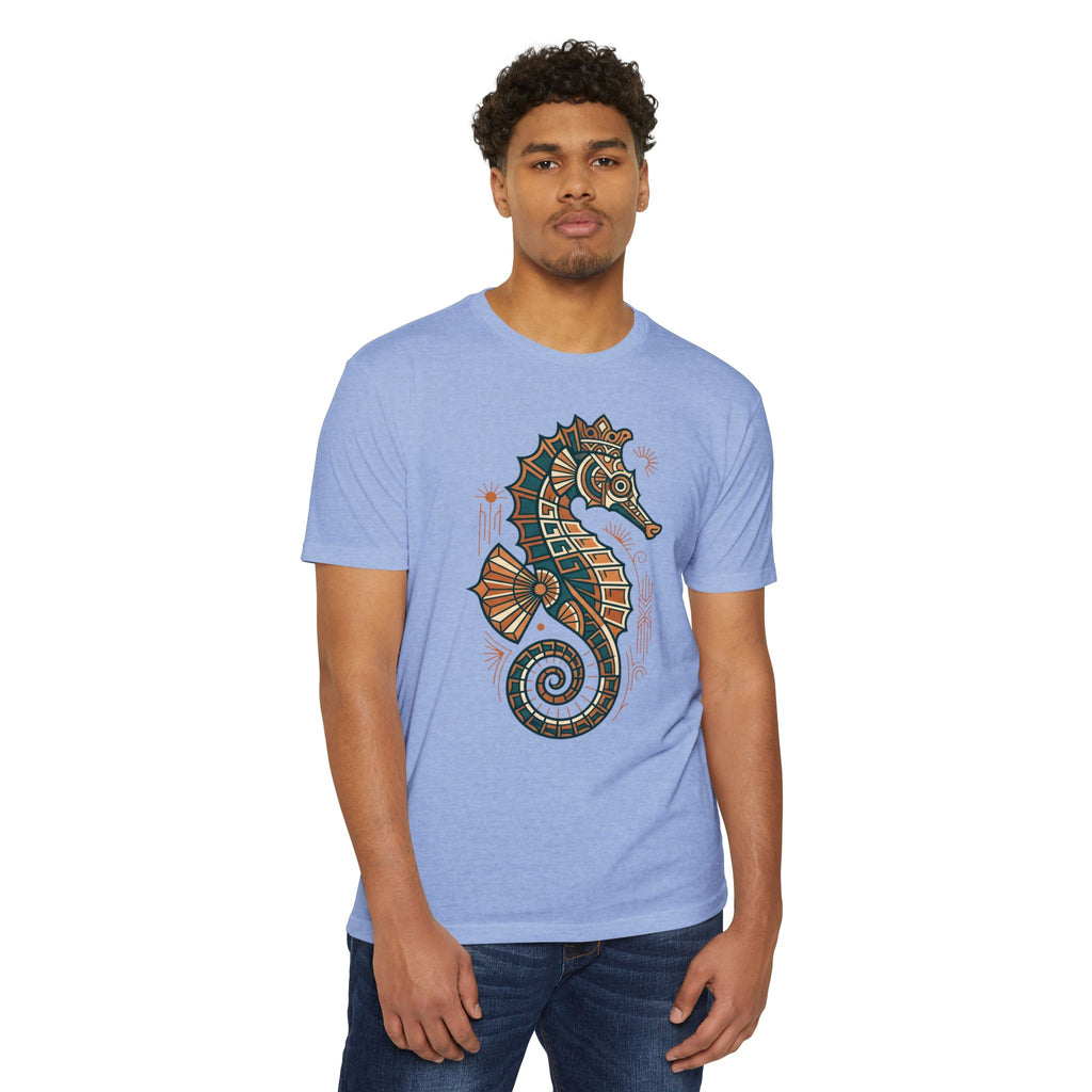 Seahorse T-Shirt Nautical Mosaic Coastal Beach Ocean Art Graphic Tee Sea Lover Gift Unisex