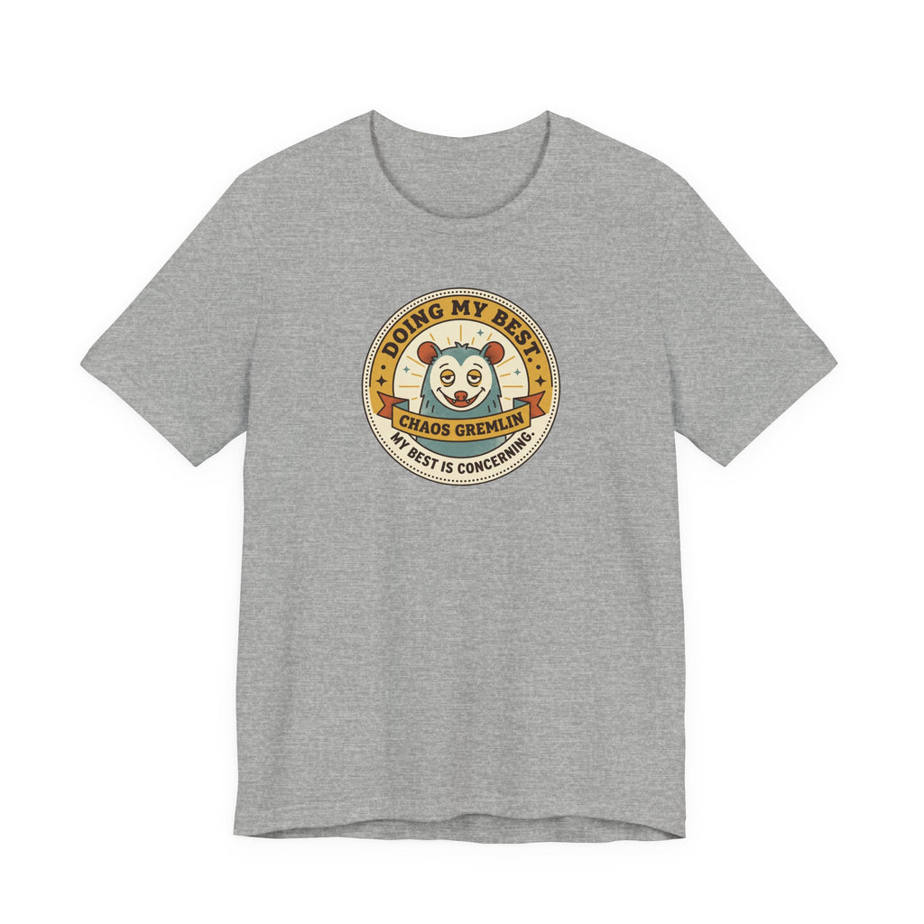 Doing My Best Chaos Gremlin Tee | Cute Cartoon Gremlin Badge Shirt