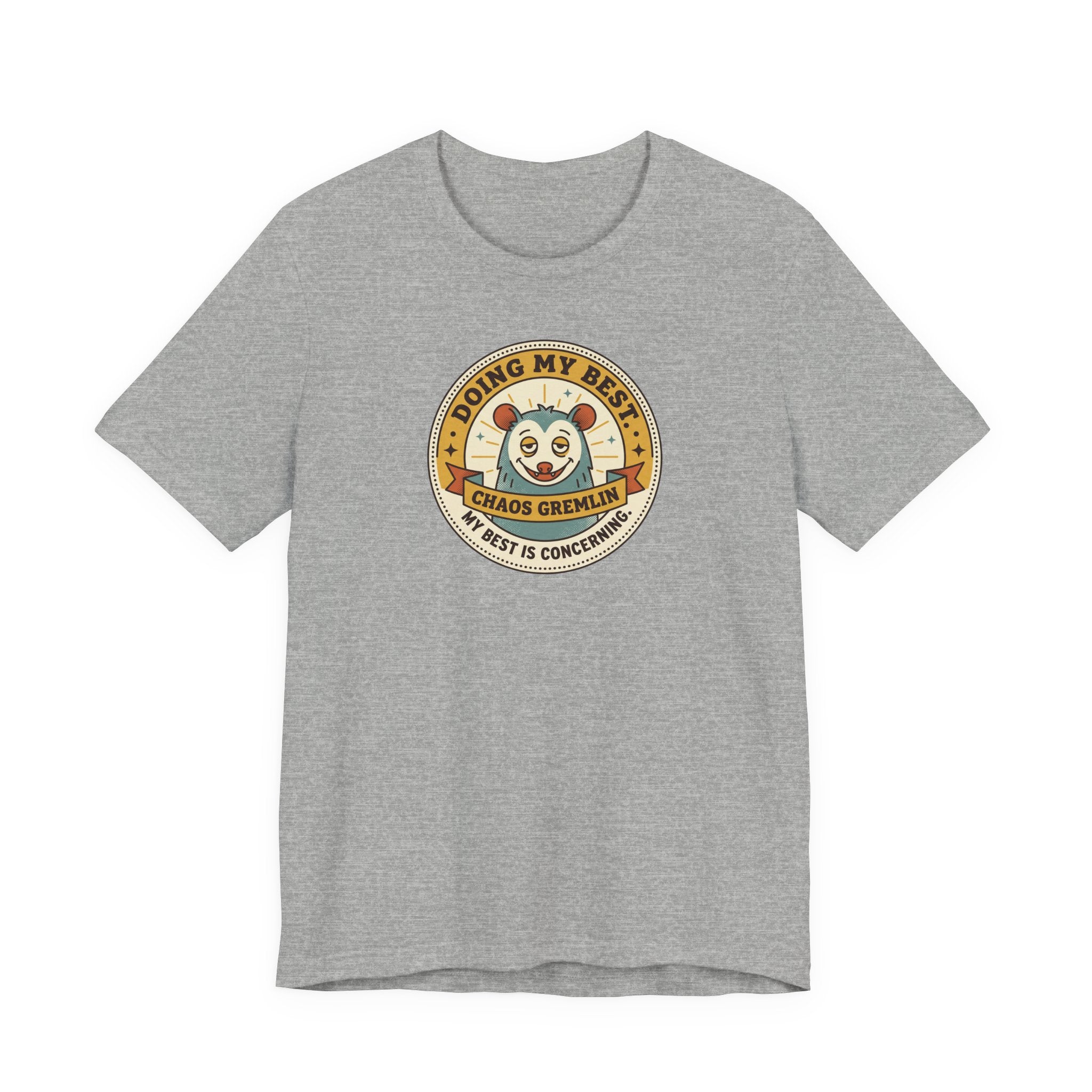 Doing My Best Chaos Gremlin Tee | Cute Cartoon Gremlin Badge Shirt