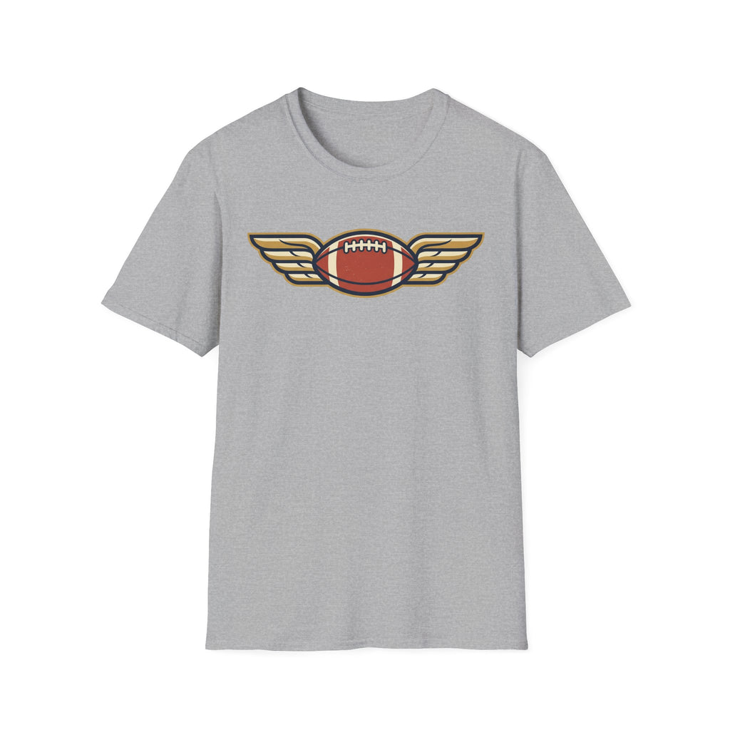 Winged Football T-Shirt | Vintage Retro Flying Football Tee
