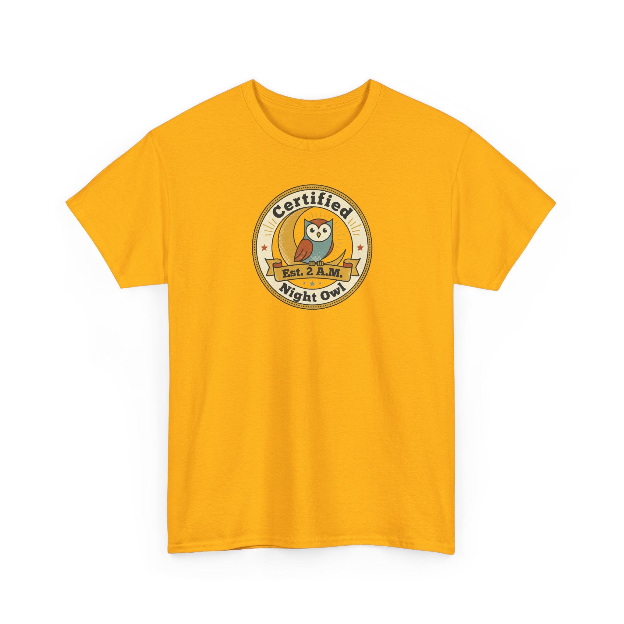 Certified Night Owl T-Shirt | Funny Night Owl Tee | Retro Owl Badge Shirt | Gift for Night Owls