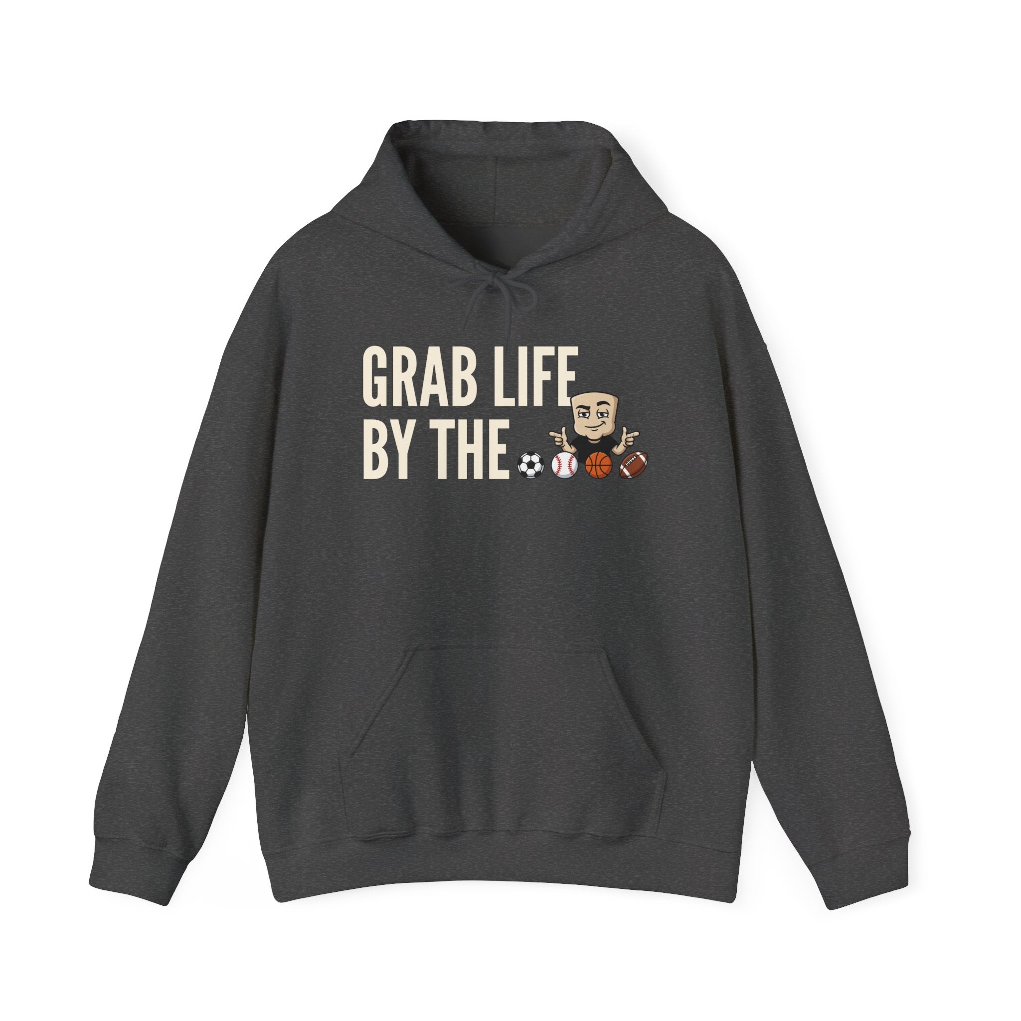 Grab Life By The Balls Hoodie | Funny Sports Ball Graphic Adult Humor Sweatshirt Gift