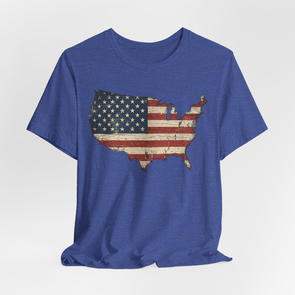 Distressed American Flag USA Map T-Shirt | Patriotic United States Tee