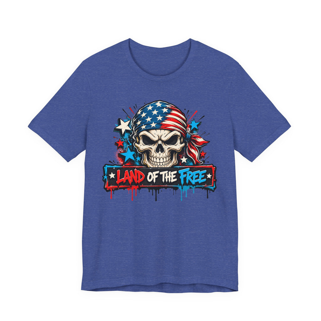 Land of the Free Skull T-Shirt | 4th of July American Flag Patriotic Graphic Tee