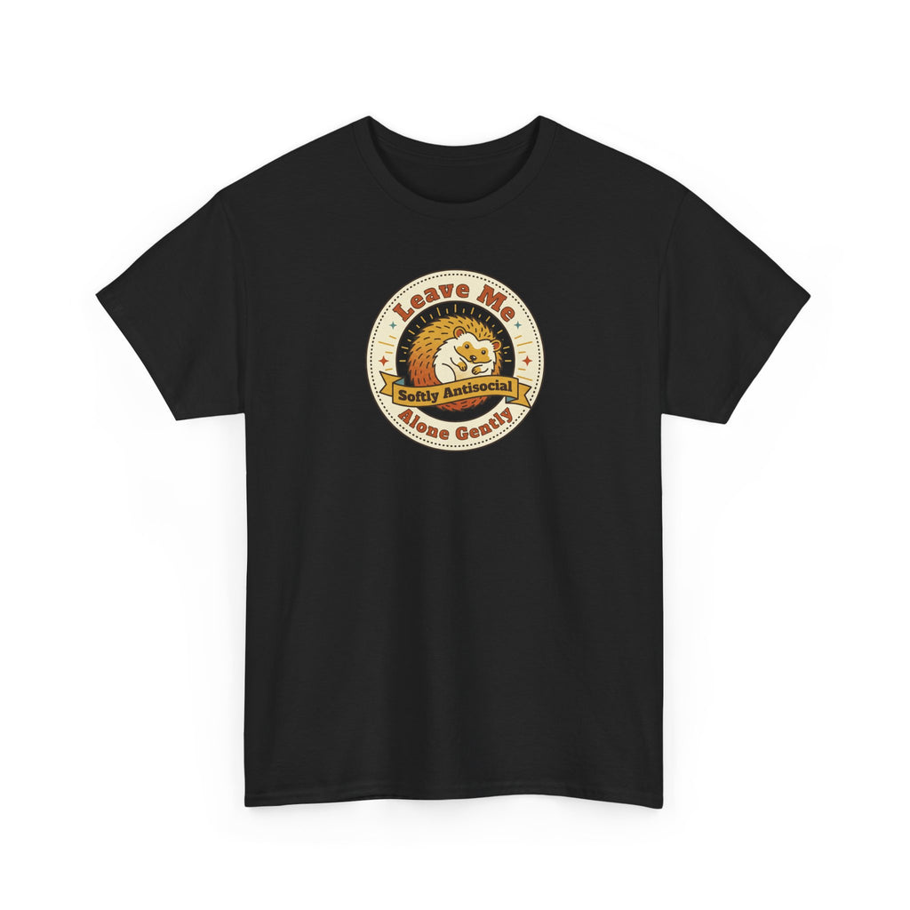 Leave Me Alone Softly Antisocial T-Shirt | Funny Introvert Hedgehog Graphic Tee