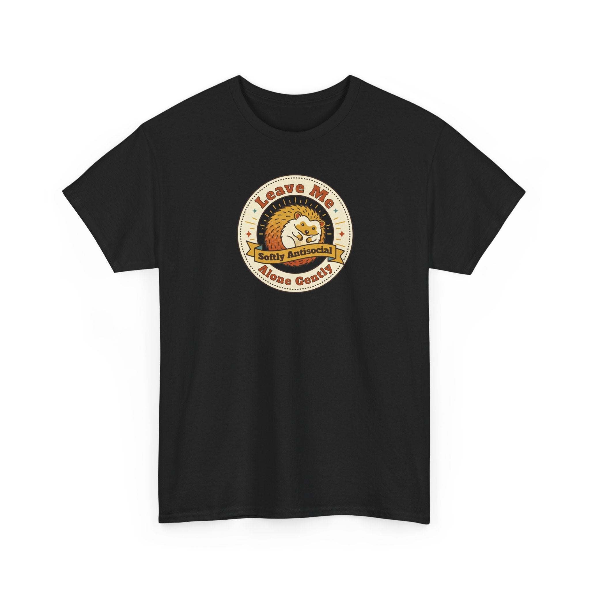 Leave Me Alone Softly Antisocial T-Shirt | Funny Introvert Hedgehog Graphic Tee
